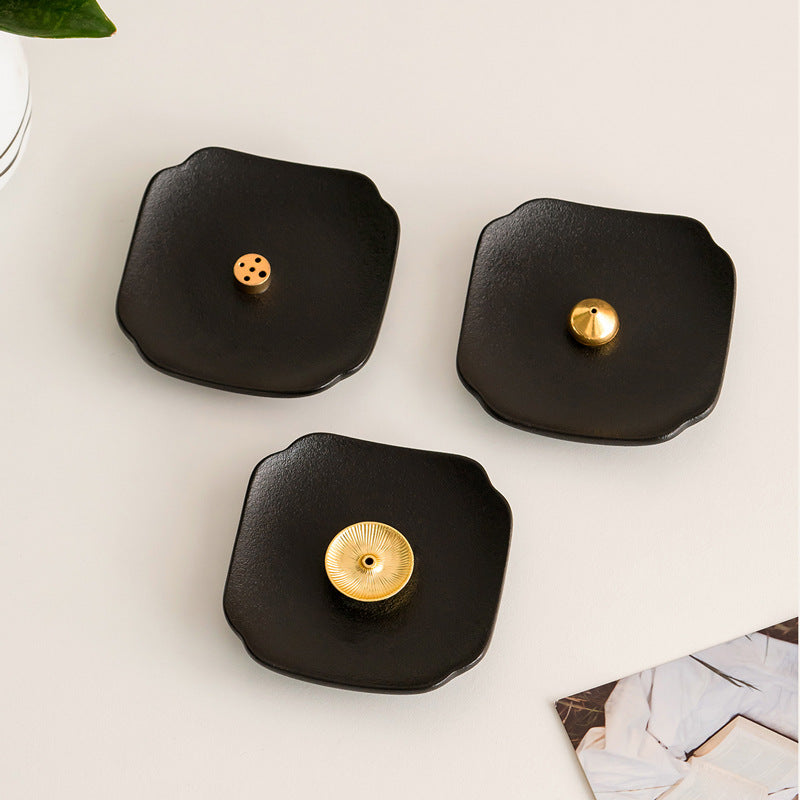 Modern Minimalist Matte Black Square Dish Incense Holder