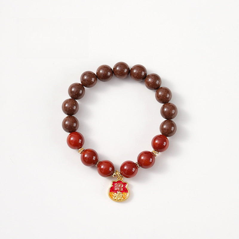 Ambergris & Goose Pear Scented Beads Paired with South Red Agate Wristlet