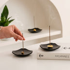 Modern Minimalist Matte Black Square Dish Incense Holder