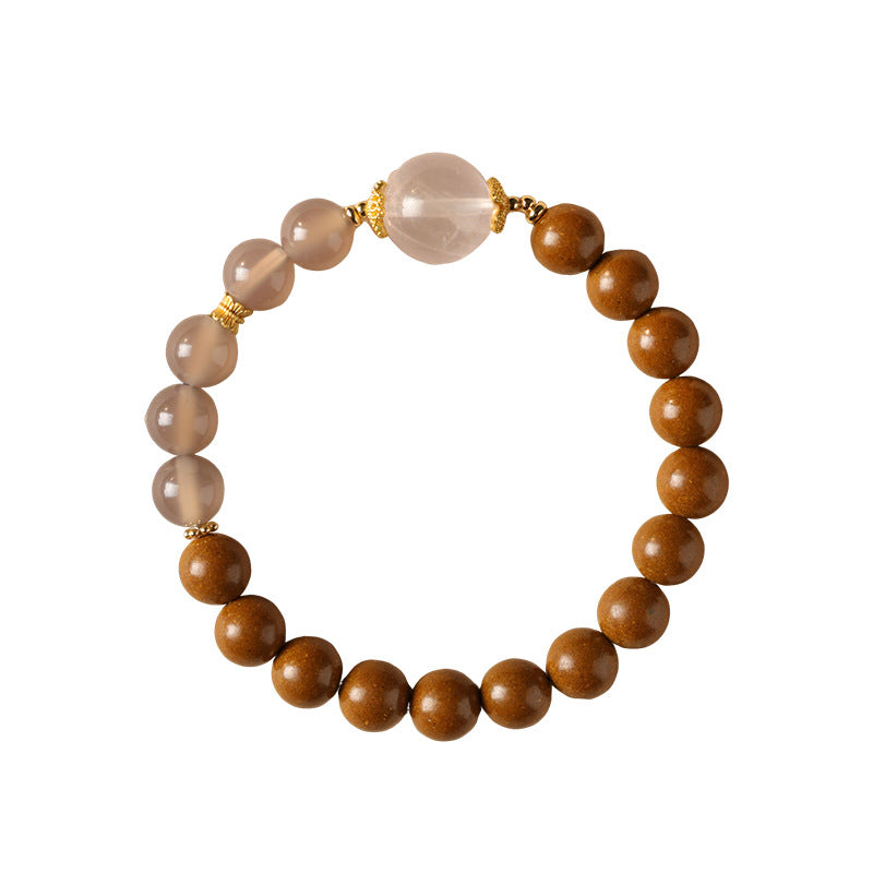 Gardenia Fragrance Beads Gray Agate Pink Crystal Herbal Bracelet