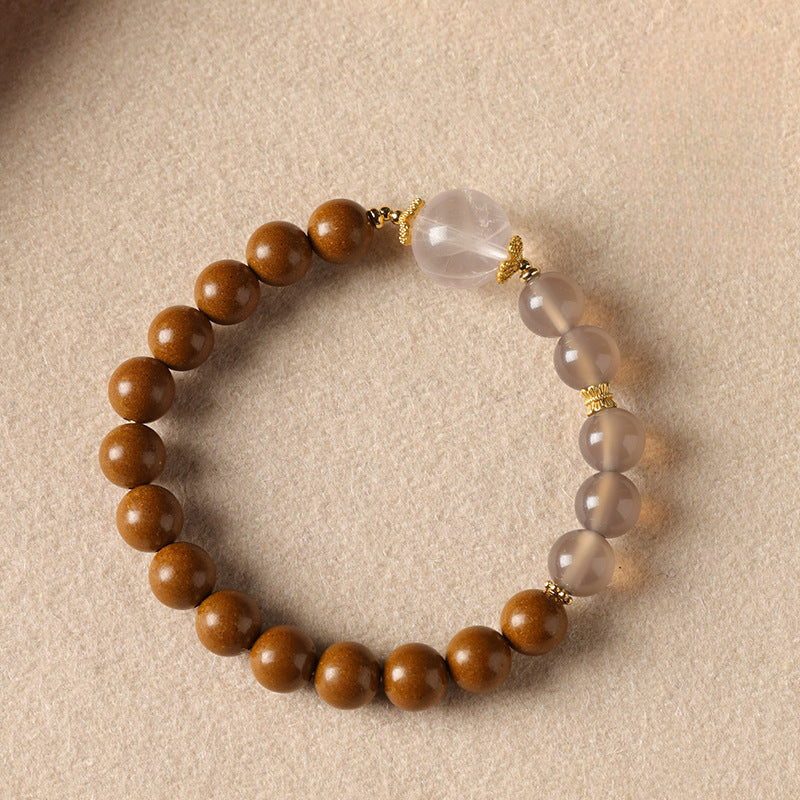 Gardenia Fragrance Beads Gray Agate Pink Crystal Herbal Bracelet