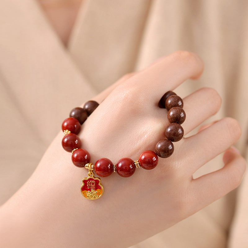 Ambergris & Goose Pear Scented Beads Paired with South Red Agate Wristlet