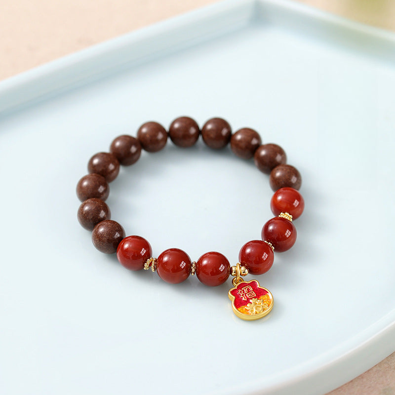 Ambergris & Goose Pear Scented Beads Paired with South Red Agate Wristlet