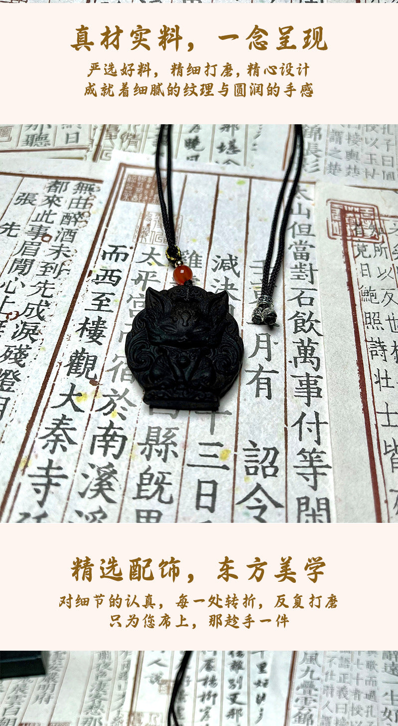 Traditional Craft Handmade Incense Tablets, Nine-Tailed Fox Pendant Long-Lasting Fragrance Necklace