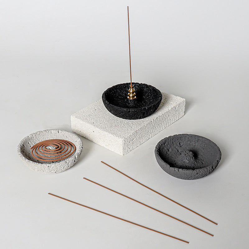Simple Cement Incense Tray for Home Modern Decor