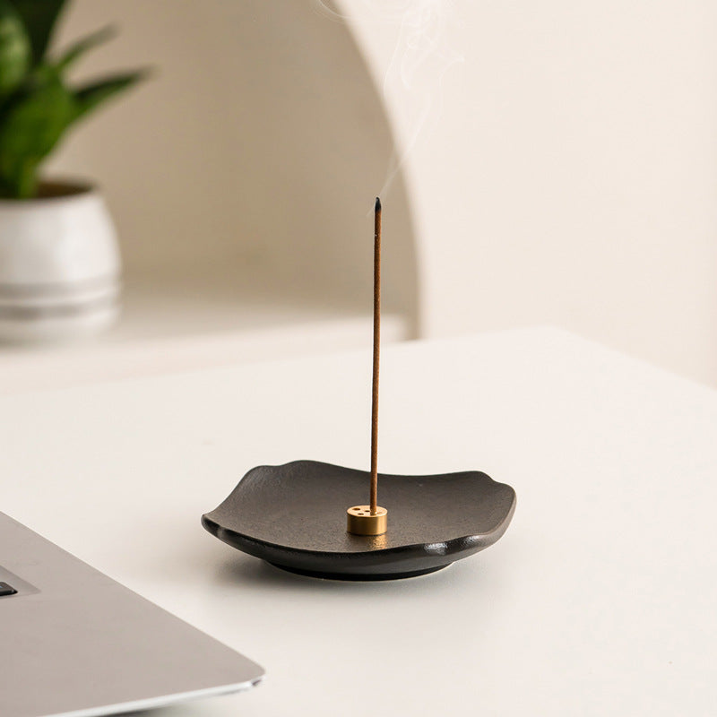 Modern Minimalist Matte Black Square Dish Incense Holder