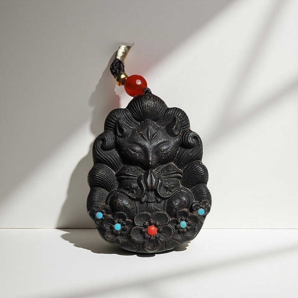 Traditional Craft Handmade Incense Tablets, Nine-Tailed Fox Pendant Long-Lasting Fragrance Necklace